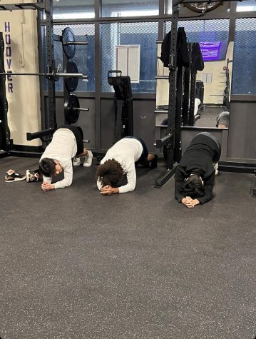 Working hard in the weight room