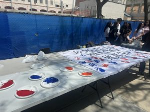  A picture of the poster with students' hand prints made by the Armenian Club